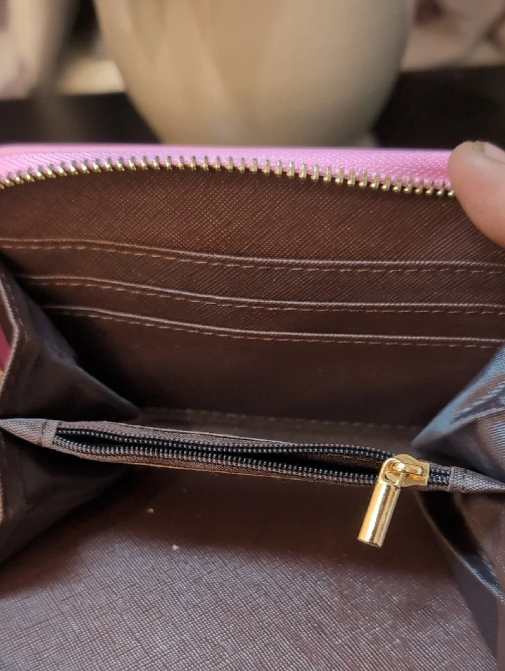 Compact Pink Wristlet Wallet - Soft Zip Closure